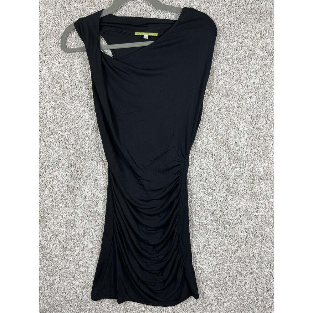 Gianni Bini Black Ruched Bodycon Mini Dress Asymmetrical Sexy Party Club Cocktai